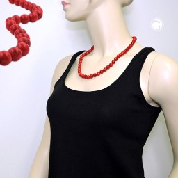 necklace beads 10mm red-black 55cm