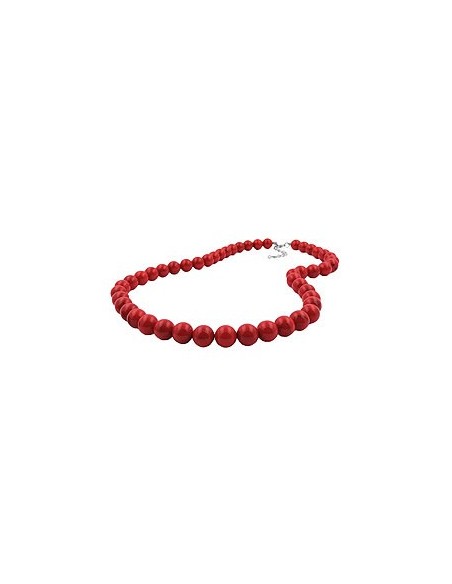 necklace beads 10mm red-black 55cm