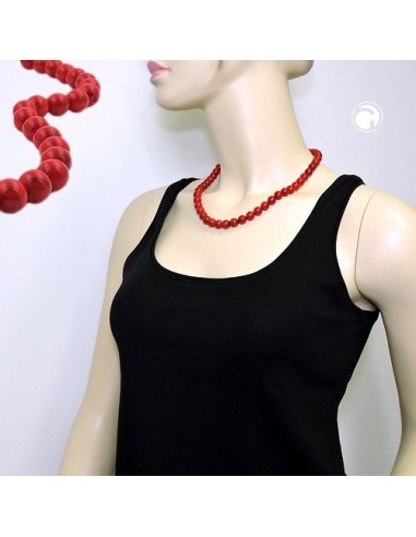 necklace beads 10mm red-black 50cm