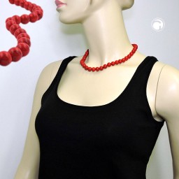 necklace beads 10mm red-black 45cm