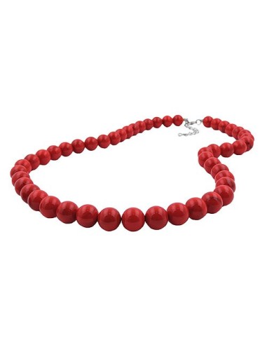 necklace beads 10mm red-black 45cm