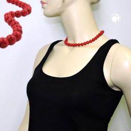 necklace beads 10mm red-black 42cm