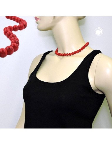 necklace beads 10mm red-black 40cm