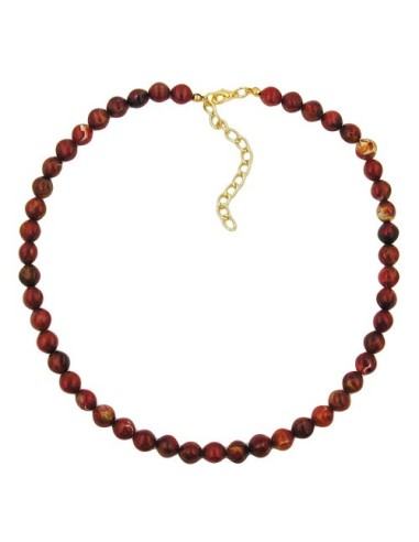 necklace four-edged bead red marbled