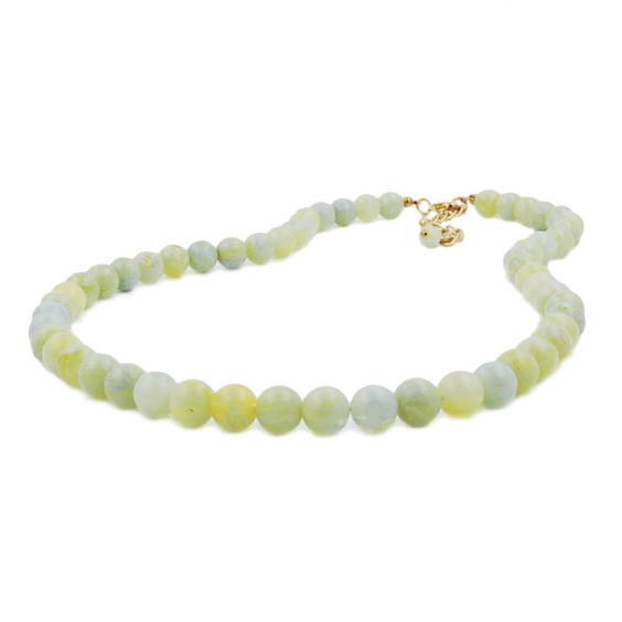 necklace beads 10mm yellow-green 70cm