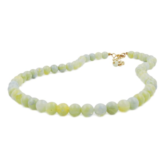 necklace beads 10mm yellow-green 45cm