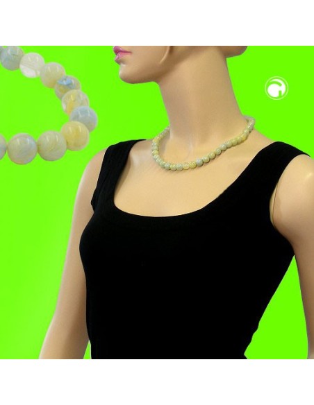 necklace beads 10mm yellow-green 45cm