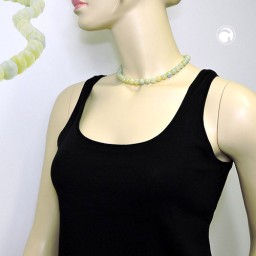 necklace beads 10mm yellow-green 42cm