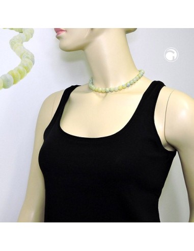 necklace beads 10mm yellow-green 42cm