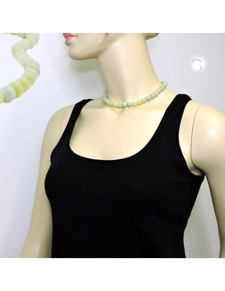 necklace beads 10mm yellow-green 40cm