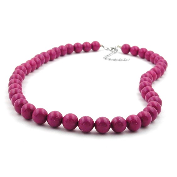 necklace with purple beads 10mm 42cm