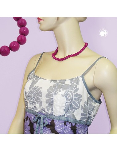 necklace with purple beads 10mm 45cm