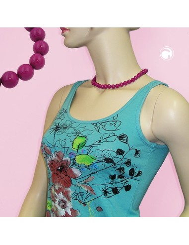 necklace with purple beads 10mm 40cm
