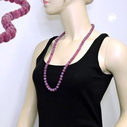 necklace beads 10mm lilac-purple 80cm