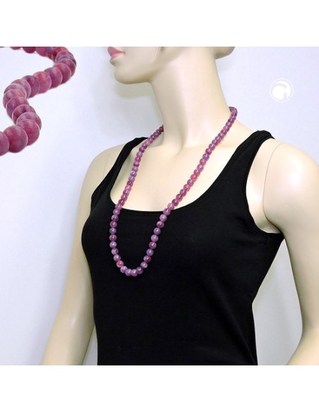necklace beads 10mm lilac-purple 80cm