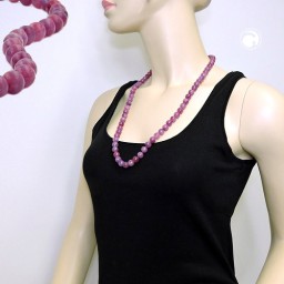 necklace beads 10mm lilac-purple 70cm