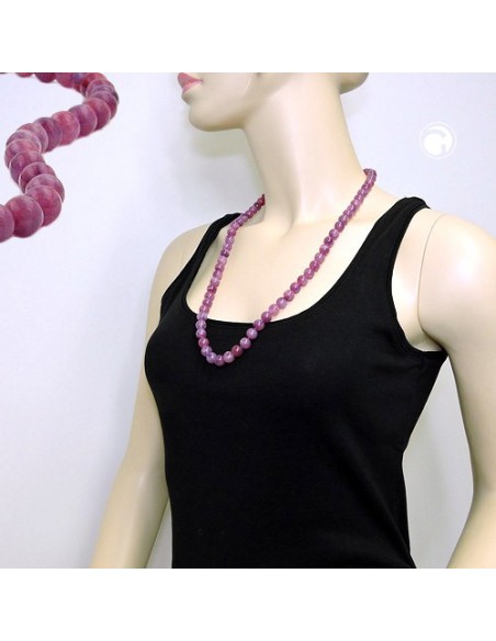 necklace beads 10mm lilac-purple 70cm