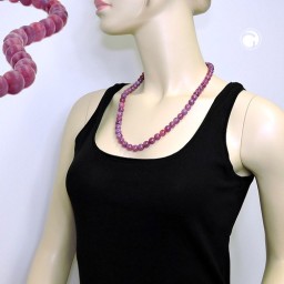 necklace beads 10mm lilac-purple 60cm