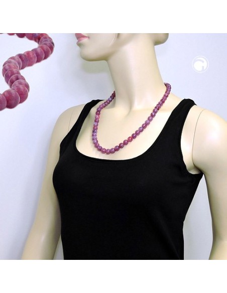 necklace beads 10mm lilac-purple 60cm