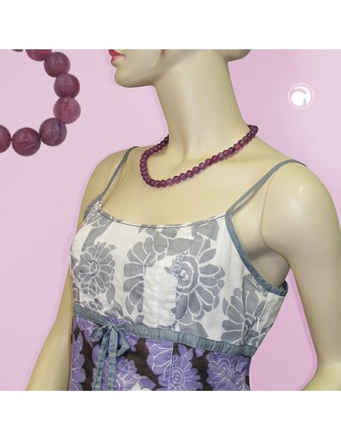 necklace beads 10mm lilac-purple 50cm