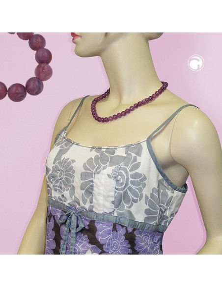 necklace beads 10mm lilac-purple 50cm