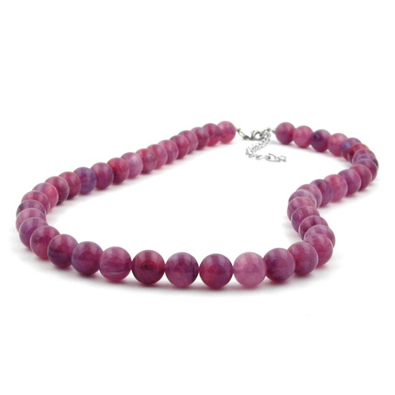 necklace beads 10mm lilac-purple 45cm