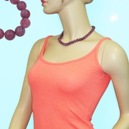 necklace beads 10mm lilac-purple 45cm