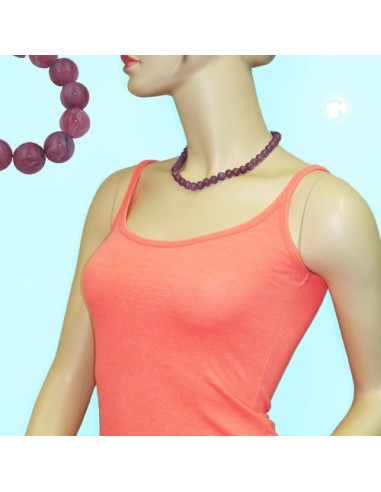 necklace beads 10mm lilac-purple 45cm