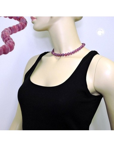 necklace beads 10mm lilac-purple 40cm