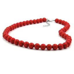 necklace beads 10mm red shiny 80cm