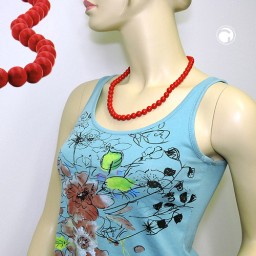 necklace beads 10mm red shiny 55cm