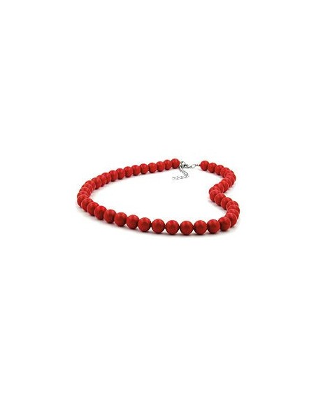 necklace beads 10mm red shiny 55cm