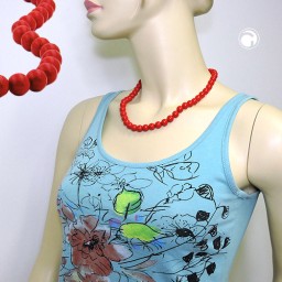 necklace beads 10mm red shiny 50cm