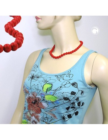 necklace beads 10mm red shiny 45cm
