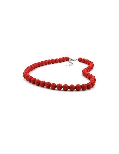 necklace beads 10mm red shiny 42cm