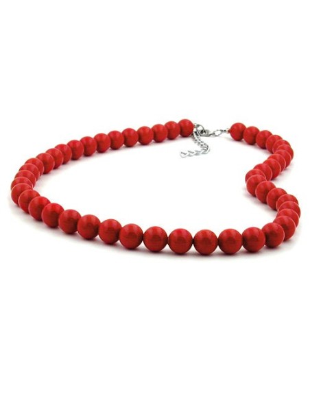 necklace beads 10mm red shiny 40cm