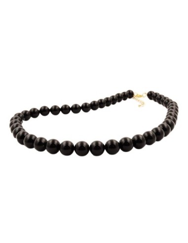 necklace beads 10mm black shiny 80cm