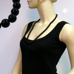 necklace beads 10mm black shiny 70cm