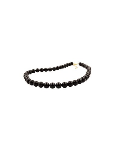 necklace beads 10mm black shiny 60cm