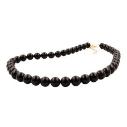necklace beads 10mm black shiny 55cm
