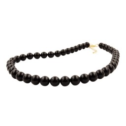 necklace beads 10mm black shiny 55cm