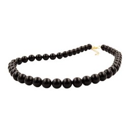 necklace beads 10mm black shiny 55cm