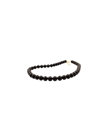 necklace beads 10mm black shiny 55cm