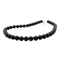 necklace beads 10mm black shiny 50cm