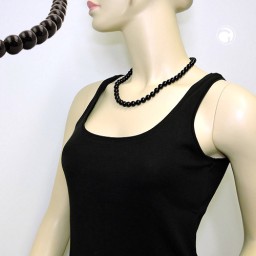 necklace beads 10mm black shiny 50cm