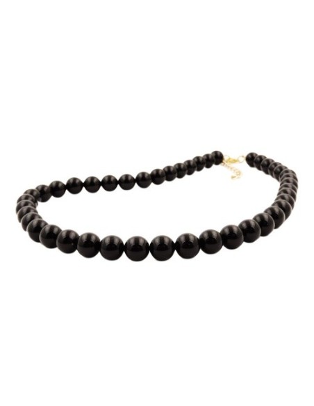 necklace beads 10mm black shiny 42cm