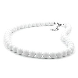 necklace beads 10mm white shiny 50cm