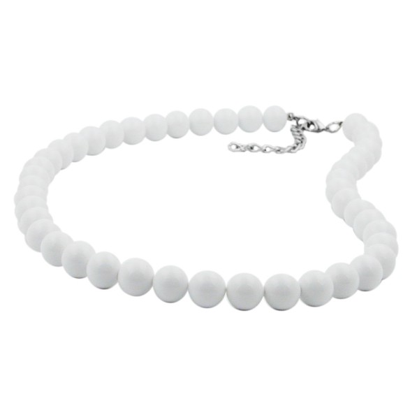 necklace beads 8mm white shiny 45cm