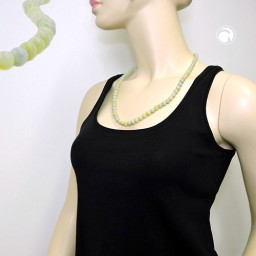 necklace beads 8mm green-white 60cm