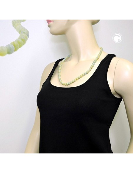 necklace beads 8mm green-white 60cm